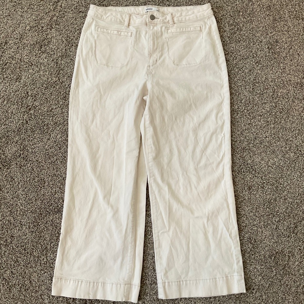 Sonoma Wide Leg Utility Pants 14 Cream High Rise Cropped Sailor Chic